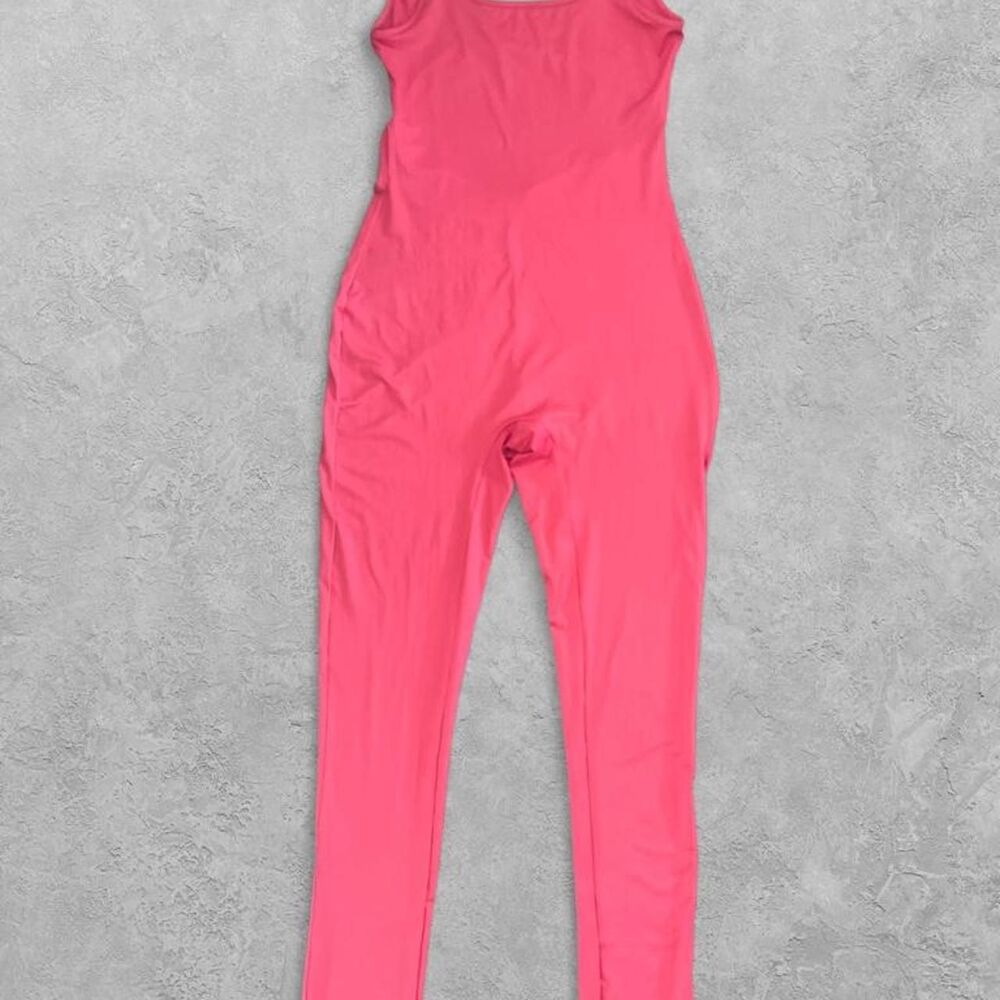 Nichole Lynel Red Sleeveless V-scrunch Workout Jumpsuit M